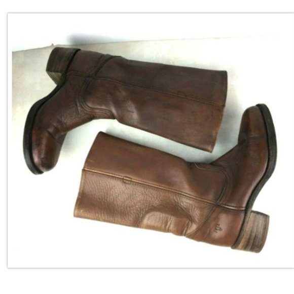 Frye Vintage Cowboy Boots Campus Brown Leather - Picture 3 of 8